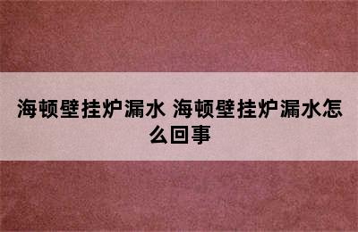 海顿壁挂炉漏水 海顿壁挂炉漏水怎么回事